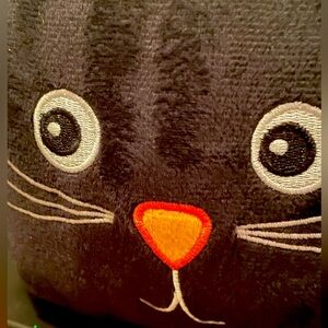 Plush Cat Treat bucket pail with embroider details Halloween basket NEW tags